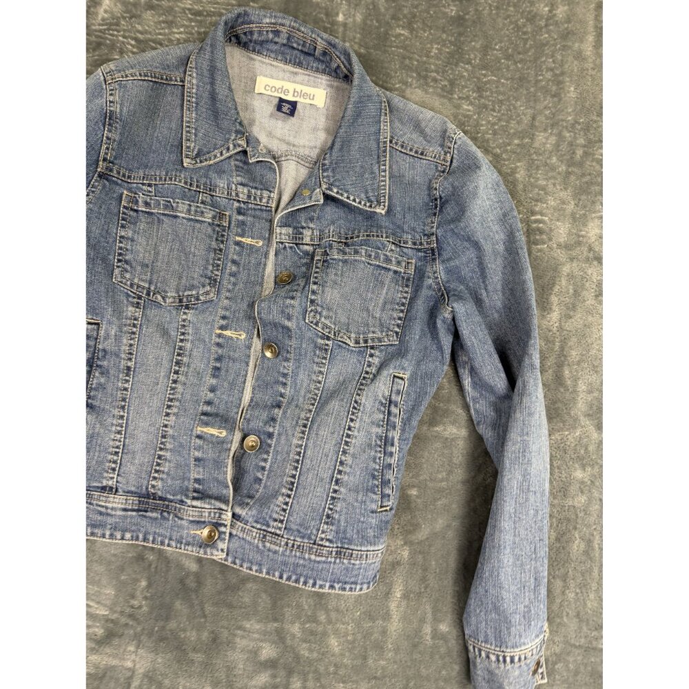 Code Bleu Womens Medium Denim Jacket Button-Up Fr… - image 6